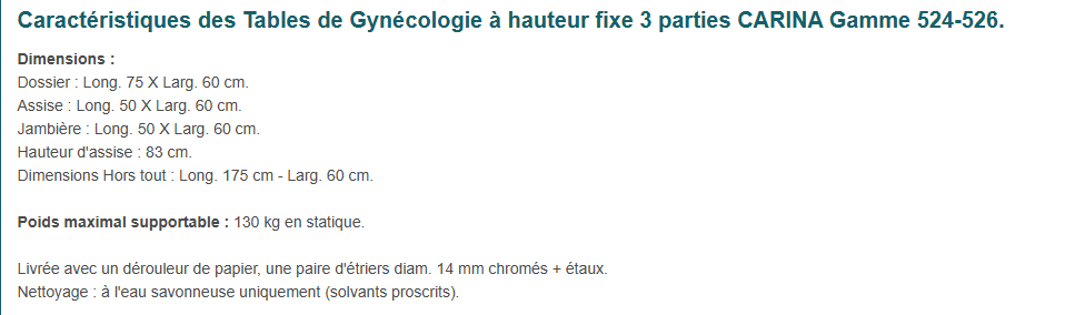 Image(s) de l'annonce table gynécologie Carina et marchepied