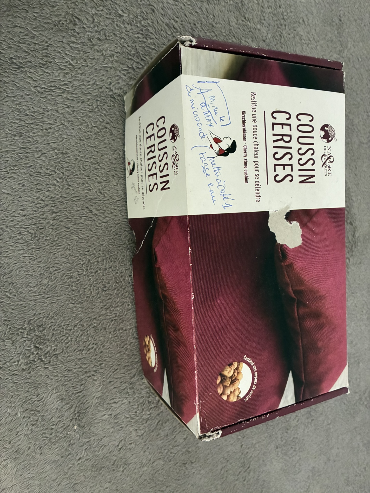 Image(s) de l'annonce Coussin aux noyaux de cerise – Chaud ou froid pour apaiser tensions sur nuque, épaules, bas du dos – Très bon état