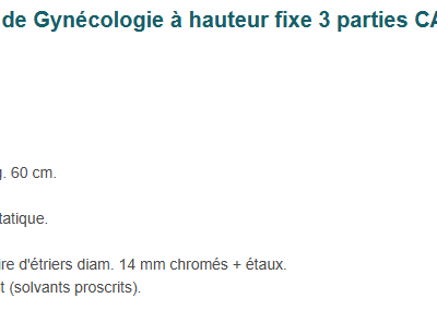Image(s) de l'annonce table gynécologie Carina et marchepied